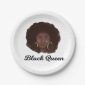 Mooie zwarte koningin papieren bordje (Voorkant)