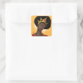 Mooie zwarte koningin vierkante sticker (Tas)