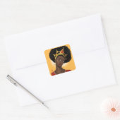 Mooie zwarte koningin vierkante sticker (Envelop)