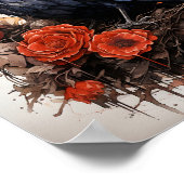 Mooie zwarte kraai met een rode rozen poster (Hoek)