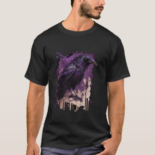 Mooie zwarte kraai raven vogel Paarse vlek Mannen T-shirt