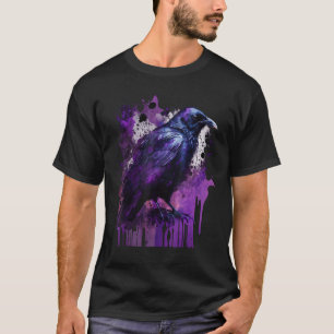 Mooie zwarte kraai raven vogel Paarse vlek Mannen T-shirt