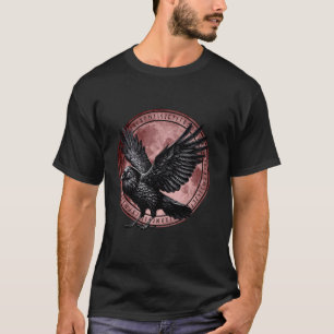 Mooie zwarte kraai Raven vogel silhouet, Noors T-shirt