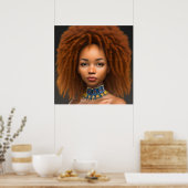 Mooie zwarte krijger kleurrijke Poster cadeau (Keuken)