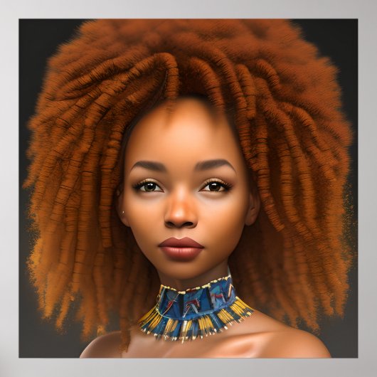 Mooie zwarte krijger kleurrijke Poster cadeau (Voorkant)