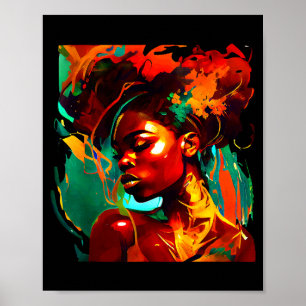 Mooie zwarte kunst Afro-Amerikaanse vrouw Poster