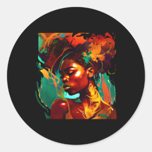 Mooie zwarte kunst Afro-Amerikaanse vrouw Schilder Ronde Sticker