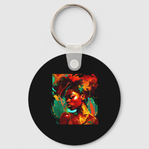 Mooie zwarte kunst Afro-Amerikaanse vrouw Sleutelhanger