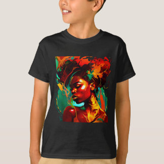 Mooie zwarte kunst afro-amerikaanse vrouw t-shirt