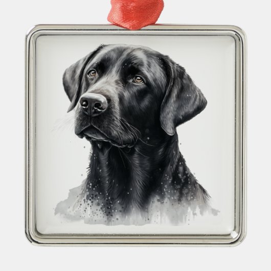 MOOIE ZWARTE LABRADOR RETRIEVER HOND METALEN ORNAMENT (Voorkant)
