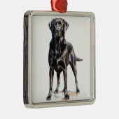 MOOIE ZWARTE LABRADOR RETRIEVER HOND METALEN ORNAMENT (Rechts)