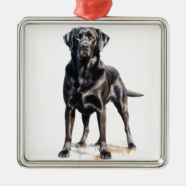 MOOIE ZWARTE LABRADOR RETRIEVER HOND METALEN ORNAMENT