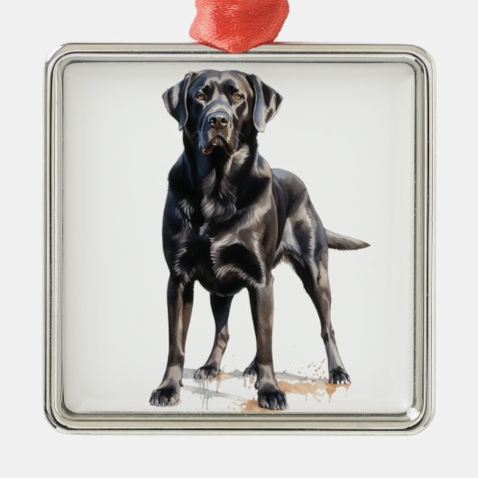 MOOIE ZWARTE LABRADOR RETRIEVER HOND METALEN ORNAMENT (Voorkant)