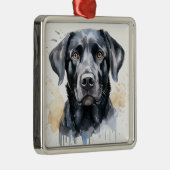 MOOIE ZWARTE LABRADOR RETRIEVER HOND METALEN ORNAMENT (Rechts)