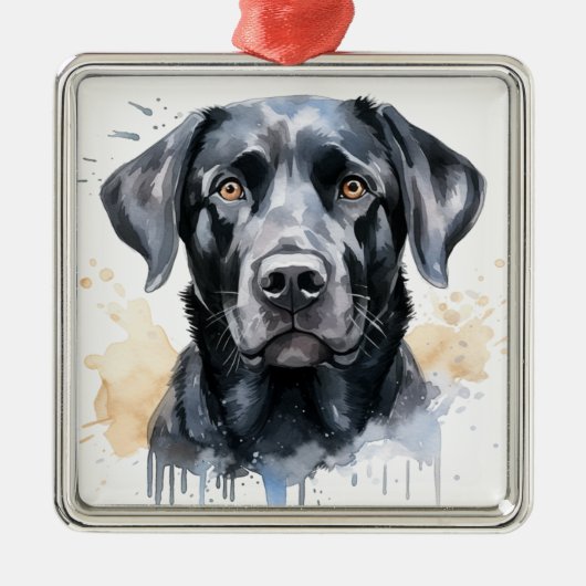 MOOIE ZWARTE LABRADOR RETRIEVER HOND METALEN ORNAMENT (Voorkant)