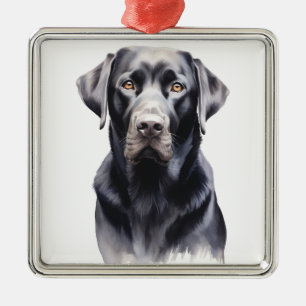 MOOIE ZWARTE LABRADOR RETRIEVER HOND METALEN ORNAMENT