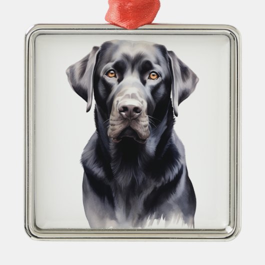 MOOIE ZWARTE LABRADOR RETRIEVER HOND METALEN ORNAMENT (Voorkant)