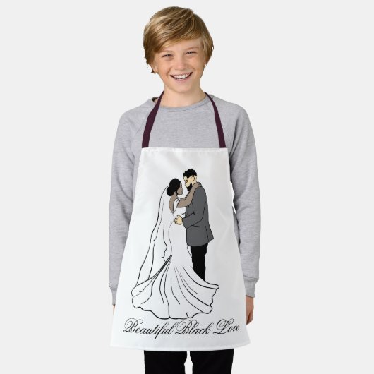 Mooie zwarte liefde paar 2 schort (Gedragen)