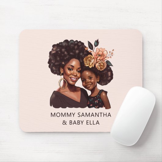 Mooie zwarte moeder en dochter (10) muismat (Met muis)