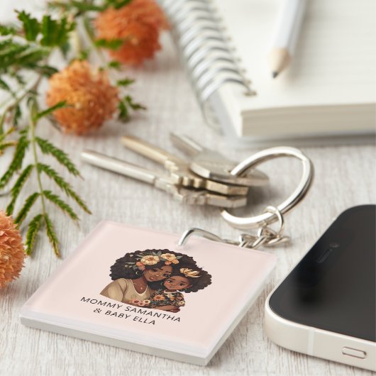 Mooie zwarte moeder en dochter (10) sleutelhanger (Voorkant Rechts)
