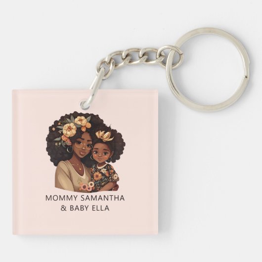 Mooie zwarte moeder en dochter (10) sleutelhanger (Achterkant)