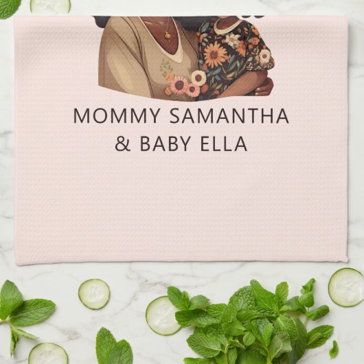 Mooie zwarte moeder en dochter (10) theedoek (Gevouwen)