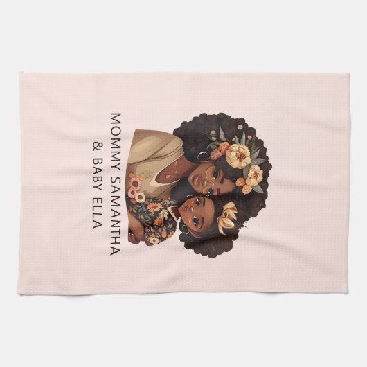 Mooie zwarte moeder en dochter (10) theedoek (Horizontaal)