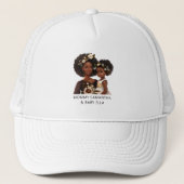 Mooie zwarte moeder en dochter (11) trucker pet (Voorkant)
