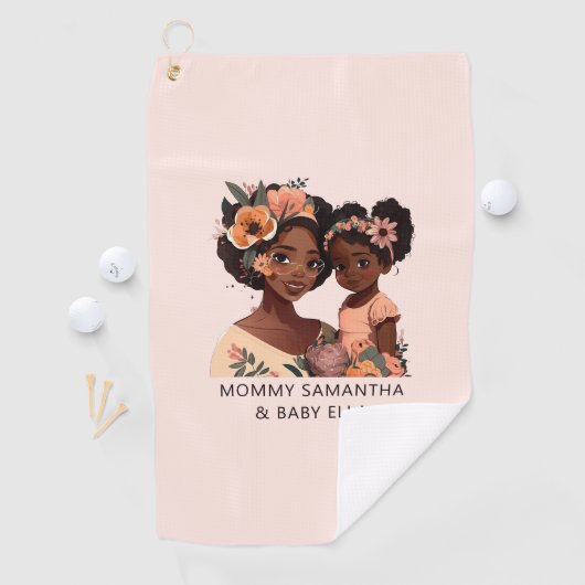 Mooie zwarte moeder en dochter (13) golfhanddoek (Insitu)