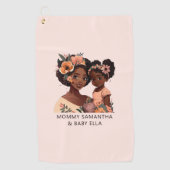 Mooie zwarte moeder en dochter (13) golfhanddoek (Voorkant)