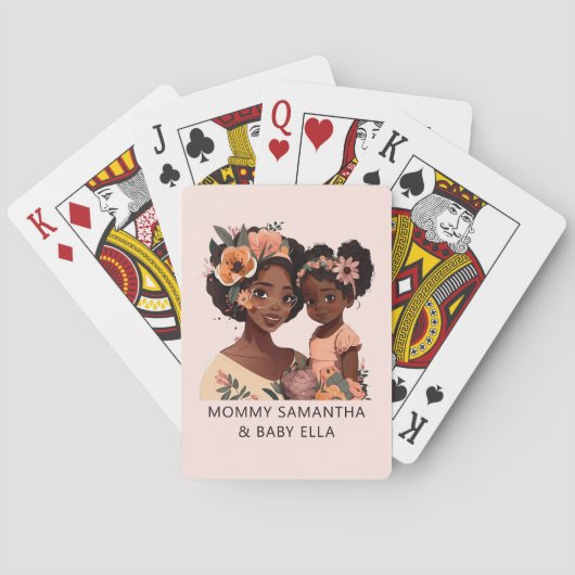 Mooie zwarte moeder en dochter (13) pokerkaarten (Achterkant)