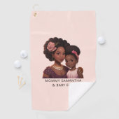 Mooie zwarte moeder en dochter (14) golfhanddoek (Insitu)