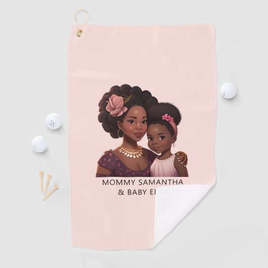 Mooie zwarte moeder en dochter (14) golfhanddoek (Insitu)