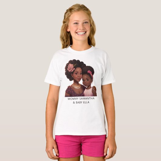 Mooie zwarte moeder en dochter (14) t-shirt (Voorkant volledig)