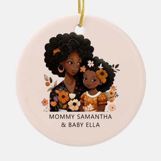 Mooie zwarte moeder en dochter (16) keramisch ornament (Voorkant)