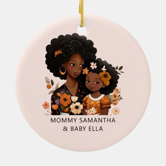 Mooie zwarte moeder en dochter (16) keramisch ornament (Achterkant)
