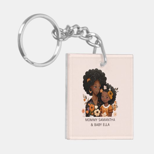 Mooie zwarte moeder en dochter (16) sleutelhanger (Voorkant Links)