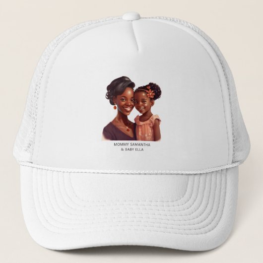 Mooie zwarte moeder en dochter (19) trucker pet (Voorkant)