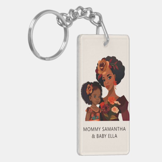 Mooie zwarte moeder en dochter (20) sleutelhanger (Voorkant Links)