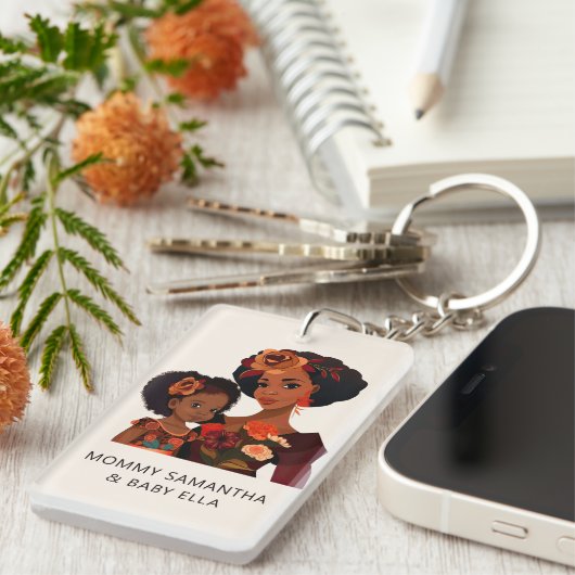 Mooie zwarte moeder en dochter (20) sleutelhanger (Voorkant Rechts)