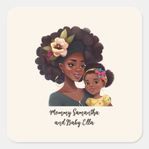 Mooie zwarte moeder en dochter (21) vierkante sticker
