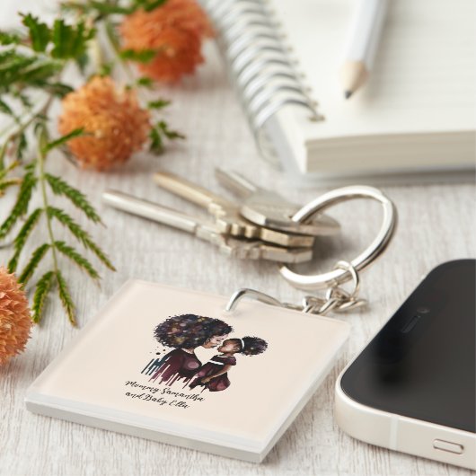 Mooie zwarte moeder en dochter (25) sleutelhanger (Voorkant Rechts)