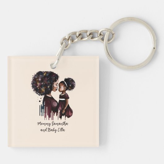 Mooie zwarte moeder en dochter (25) sleutelhanger (Achterkant)