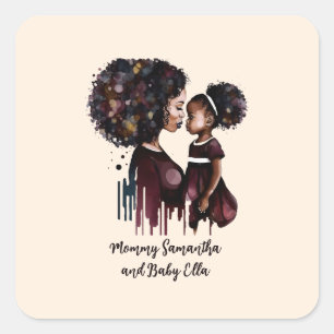 Mooie zwarte moeder en dochter (25) vierkante sticker