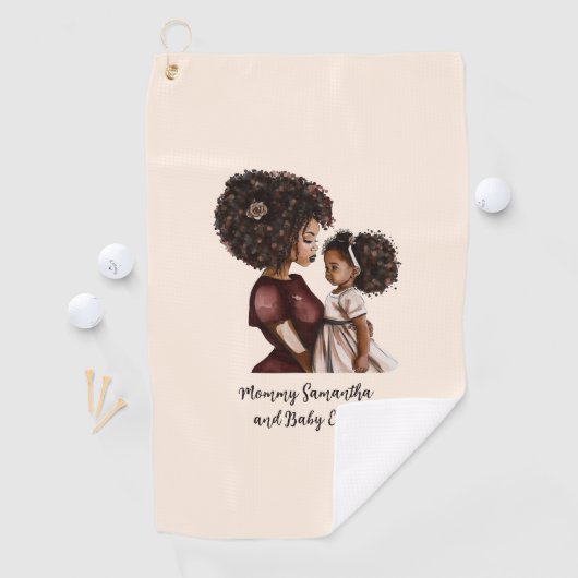 Mooie zwarte moeder en dochter (26) golfhanddoek (Insitu)