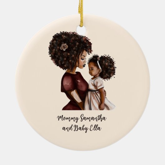 Mooie zwarte moeder en dochter (26) keramisch ornament (Achterkant)