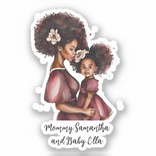 Mooie zwarte moeder en dochter (27) sticker (Voorkant)