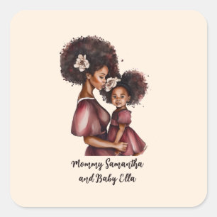 Mooie zwarte moeder en dochter (27) vierkante sticker