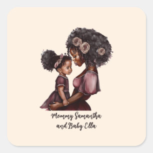 Mooie zwarte moeder en dochter (28) vierkante sticker