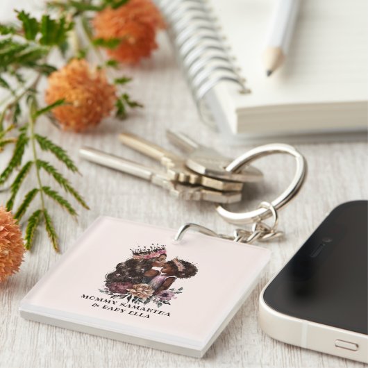 Mooie zwarte moeder en dochter (3) sleutelhanger (Voorkant Rechts)